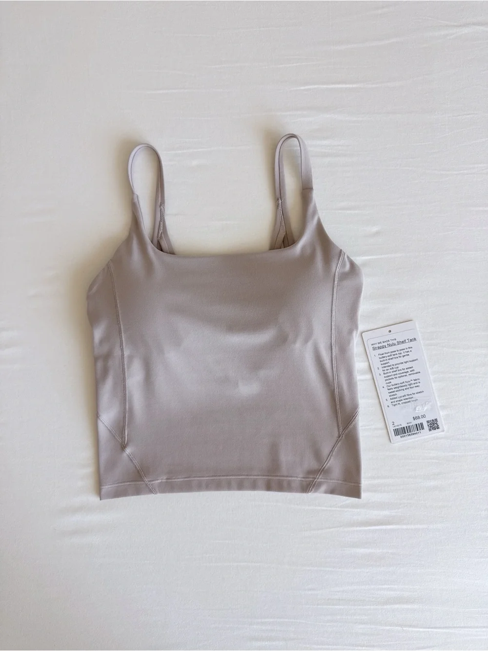 lululemon Strappy Nulu Shelf Tank Barely Beige BDAY Size 2